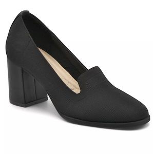 Adrienne Vittadini Women's Brittiny Stretch Heeled Slip-on Pumps-Black-Size 9M